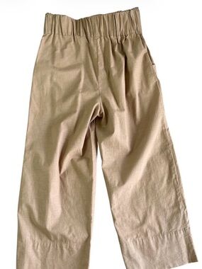 Kourtney Elastic Waist Cropped Wide-Leg Pants - khaki